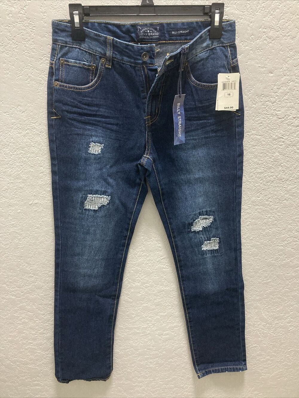 LUCKY Brand Boys Size 16 Billy Straight Distressed Blue Denim Jeans KXH55878